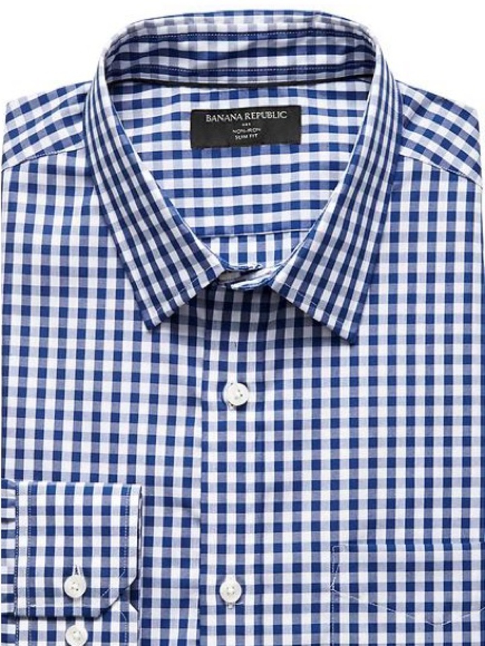 Banana Republic Tech Stretch Slim Flex Fit Blue Gingham Button Shirt Men Large